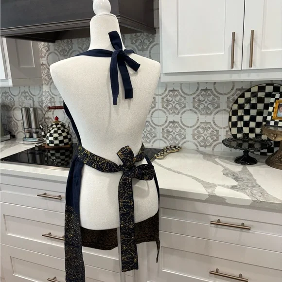 NWOT Anthropologie Elegant Navy and Gold Women's Apron. Culinary inspiration. - Picture 3 of 5
